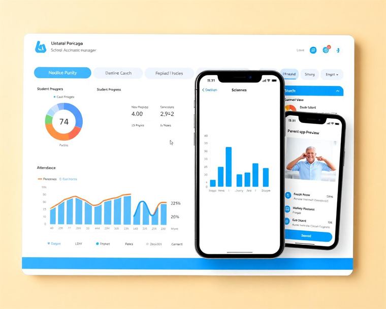 EduPilot dashboard with AI student progress and parent mobile app